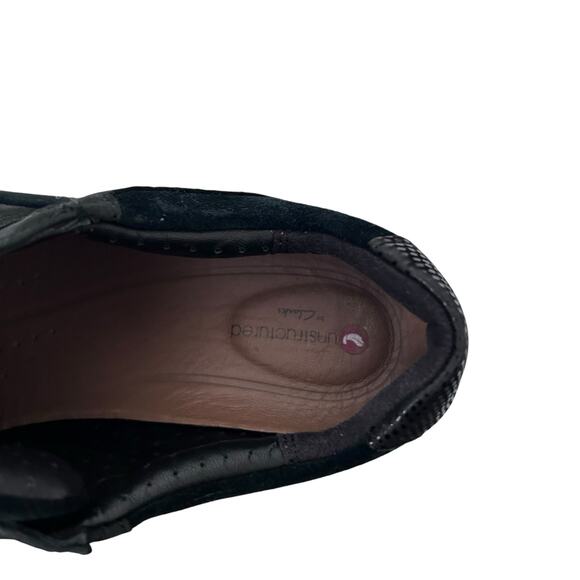 Clarks Unstructured Black Leather Un Adorn Lo Sneakers Sz 5 - Picture 8 of 8